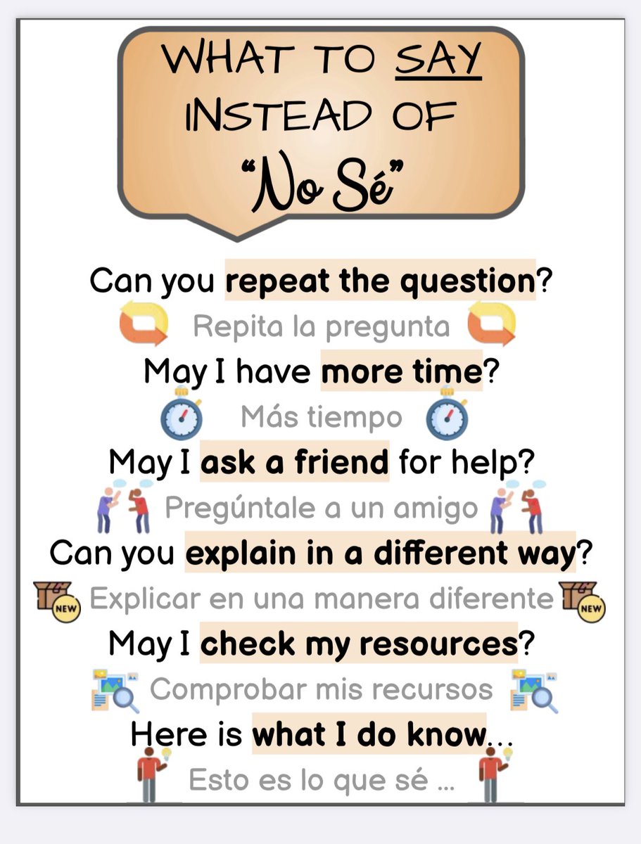 Love Dominque Pfeifer's design and personalization of the "Instead of I Don't Know" poster for her Spanish-Speaking Newcomer Class! Especially the: "Here is what I do know" <a href="/MarbleFallsISD/">Marble Falls ISD</a> <a href="/Seidlitz_Ed/">Seidlitz Education</a>