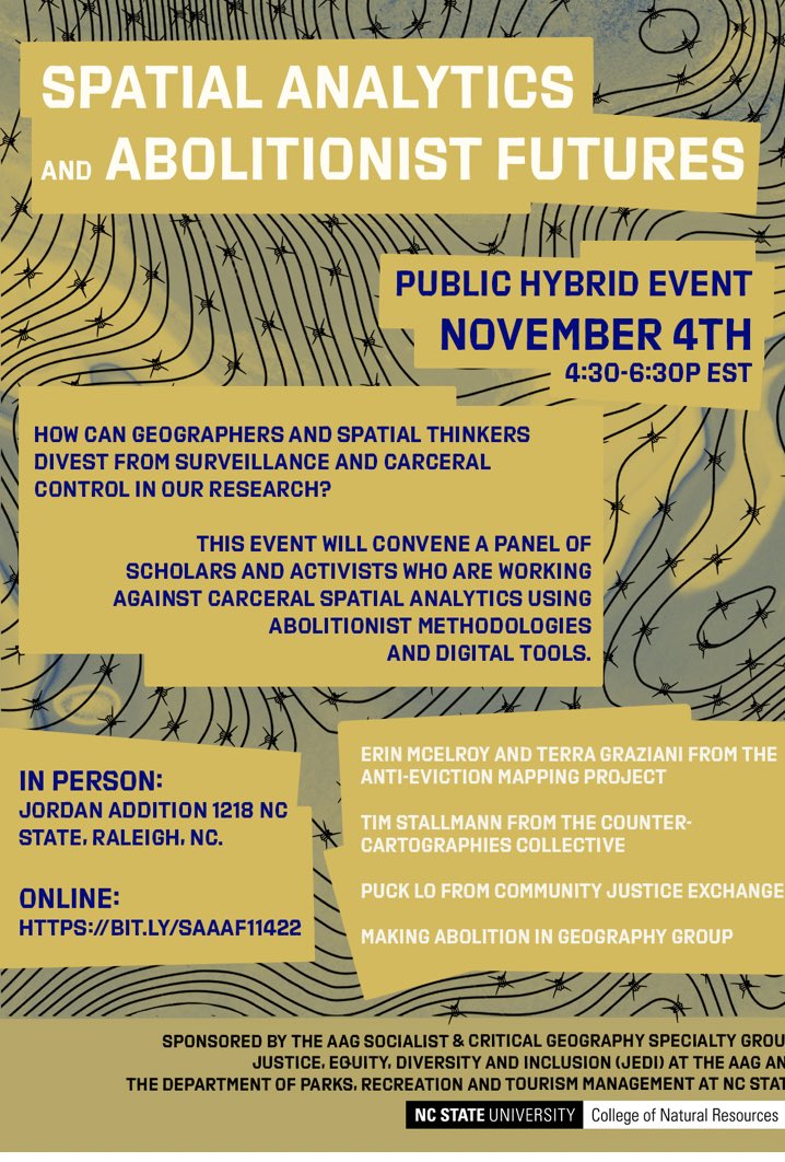 Folks!! I have been meaning and meaning to share this event put on by  the lovely Making Abolition in Geography folks!!! November 4th, in RALEIGH!! ❤️‍🔥❤️‍🔥❤️‍🔥