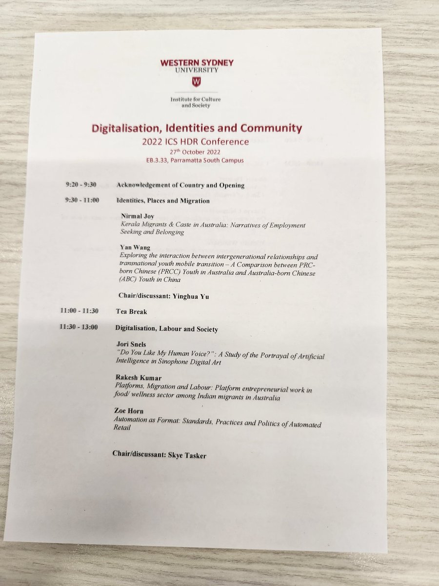 Heather Horst (@hahhh) on Twitter photo Our <a href="/westsyduics/">Institute for Culture and Society (ICS)</a> HDR Conference starts now! #digitalisation #identity #communities Our <a href="/westsyduics/">Institute for Culture and Society (ICS)</a> HDR Conference starts now! #digitalisation #identity #communities