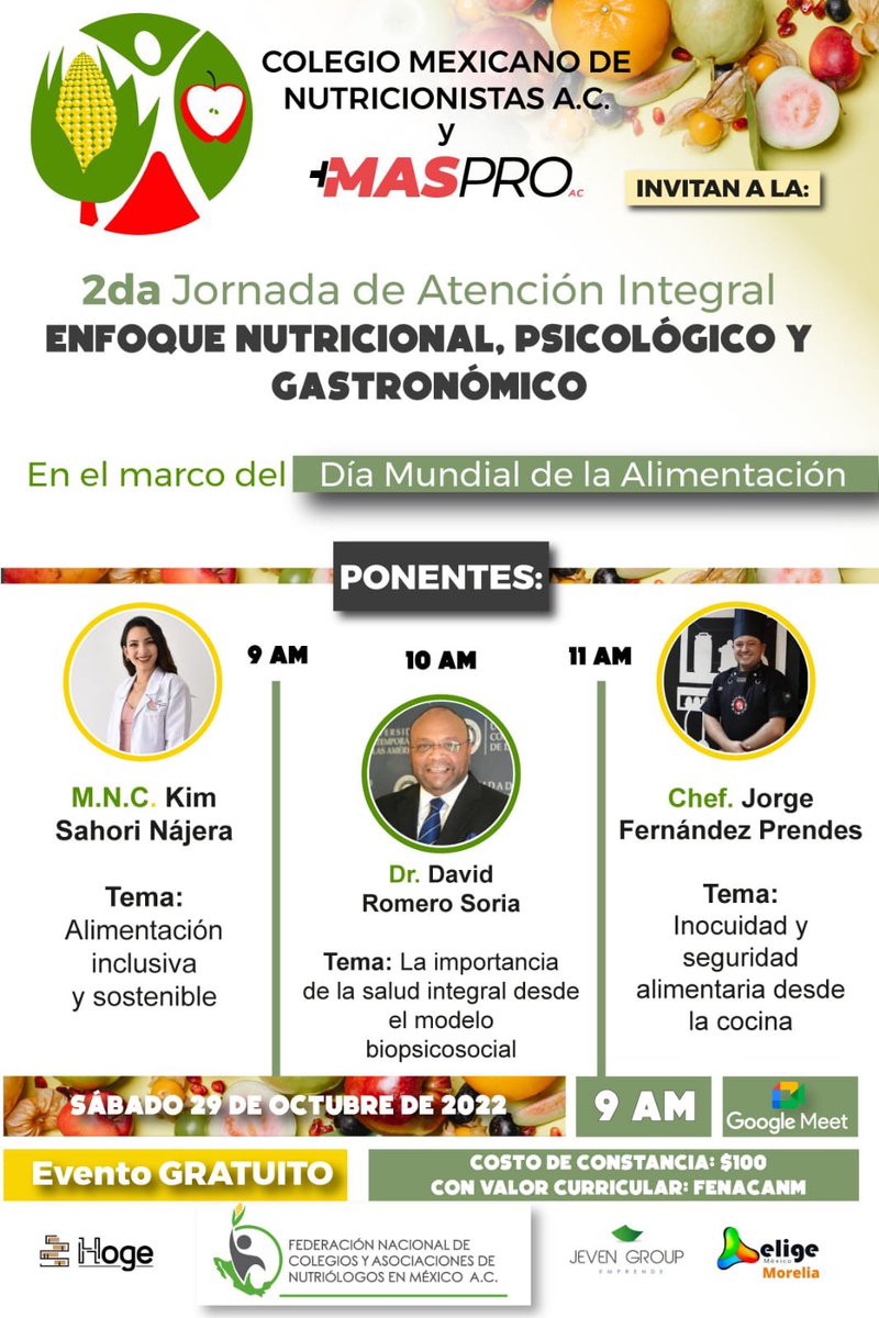 MasproAC's tweet photo. Maspro Michoacรกn A. C. y el Colegio Mexicano de Nutricionistas comenut AC invitan a su 2da. #JornadaIntegralDeAtenciรณnIntegral, con enfoque nutricional, psicolรณgico y gastronรณmico ๐ฉ๐ปโโ๏ธ๐จ๐ปโ๐ผ๐จ๐ฝโ๐ณ.
#EnProDeLaSaludMultidisciplinaria #EnProDeNuestroProgreso ๐ค๐ผ๐ง https://t.co/ROWJ5n2cII
