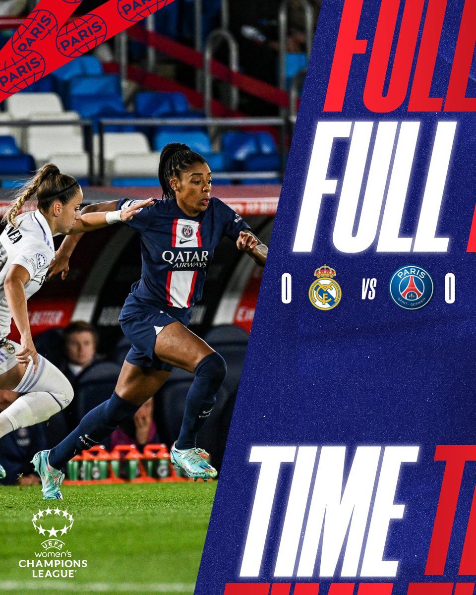 PSG_Feminines's tweet photo. 🔚 C'est terminé à l'Estadio Alfredo Di Stéfano. Le Real Madrid et le @PSG_Feminines se quittent sur un match nul dans ce deuxième match d'@UWCL. 

#RMPSG https://t.co/qdpS14FGE3