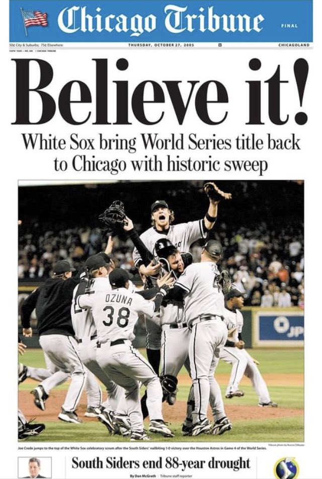 Cheryl (Raye) Stout on X: In this day in 2005 the #WhiteSox won the World  Series by sweeping the #Astros. Even if #ESPN doesn't believe it happened  it did.  / X