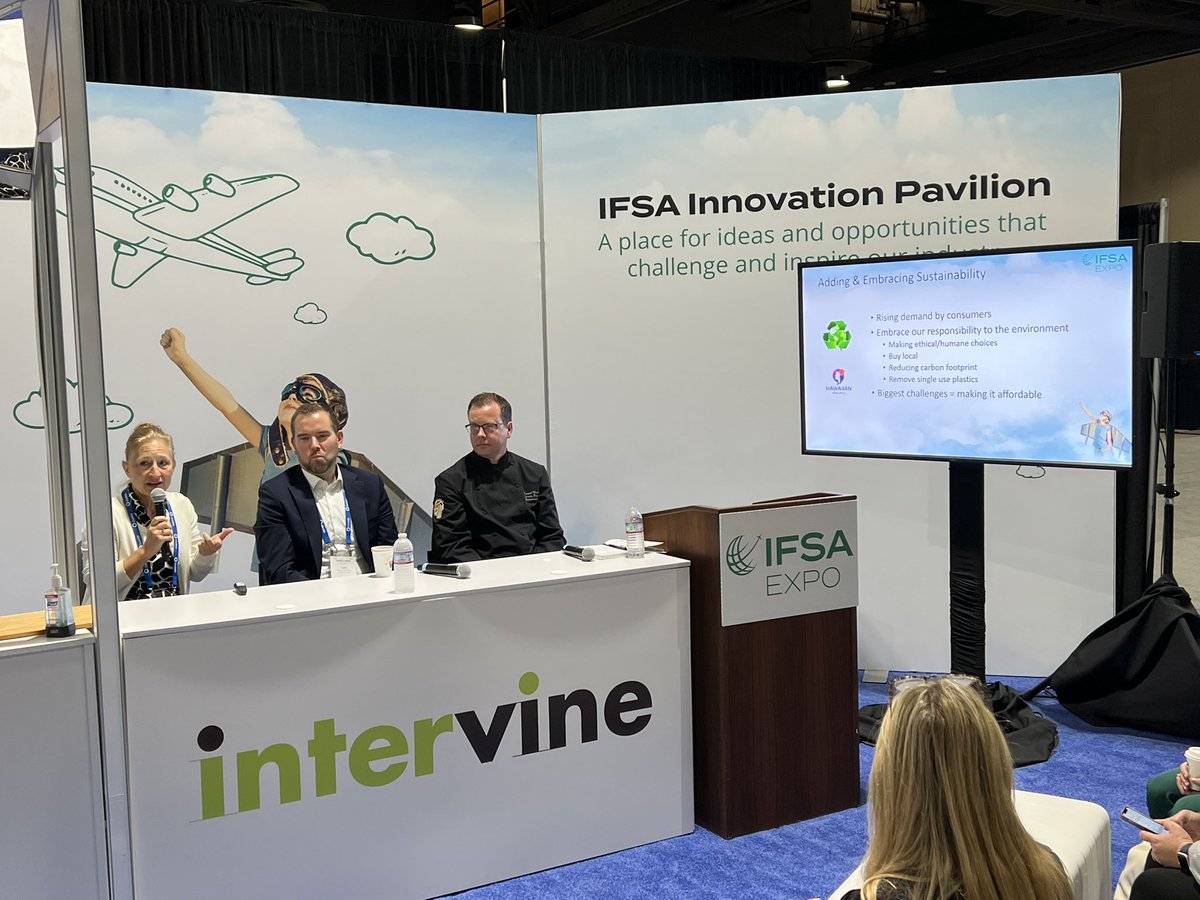 Looking for some inspiration? Look no further than “Fare with Flair,” happening now at the IFSA Innovation Pavilion at #APEXIFSAEXPO with Paula Jansen, Joseph Markey &amp; Todd Traynor-Corey.

@hawaiianair
@lsgskychefs
@alaskaair
 
#PaxEx #Aviation #AviationNews