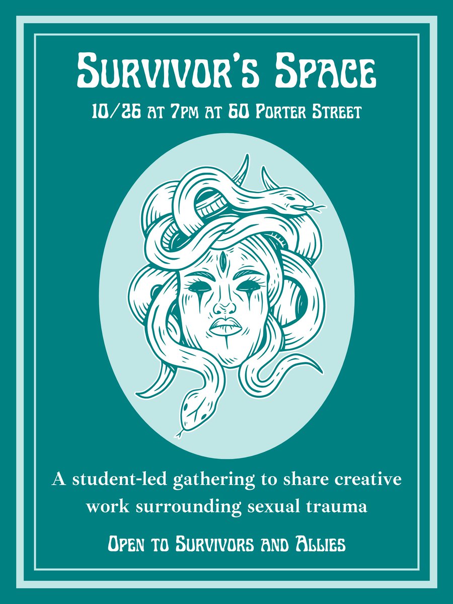 MCLAEnglComm's tweet photo. Survivors and allies are invited to 60 Porter St. this evening at 7pm for a student-led event. Come share creative writing around this topic in a supportive space.❤️ https://t.co/TrKLzOfHOw