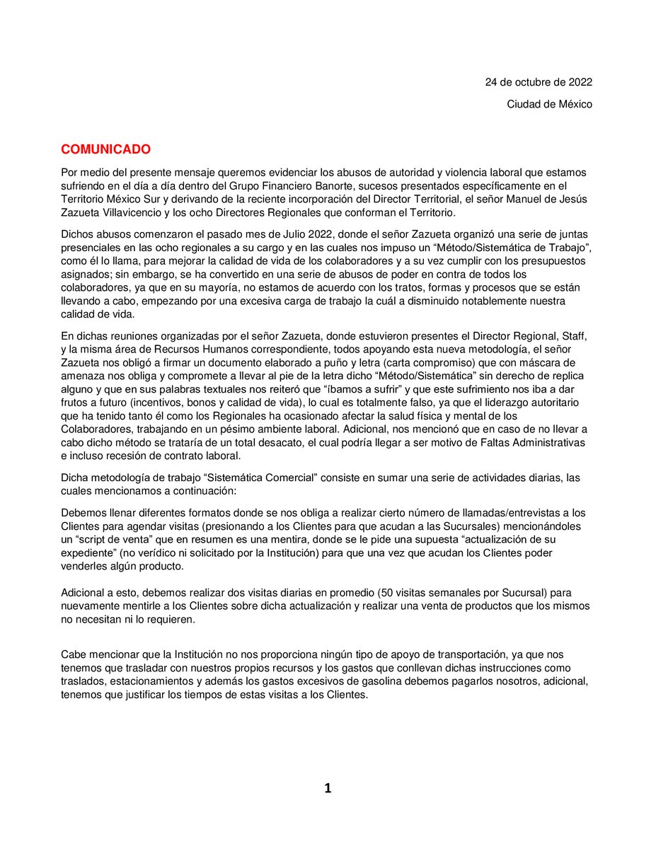 ColaboradoresB's tweet photo. TERRORISMO LABORAL EN BANORTE  
"EL BANCO FUERTE DE MÉXICO" https://t.co/1QmVWDPQPS