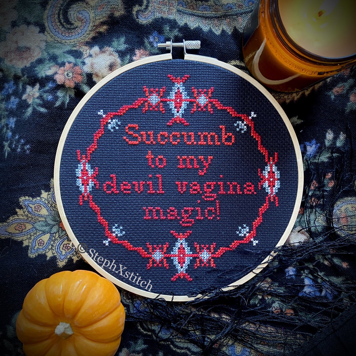 StephXstitch's tweet photo. The internet wanted this on a cross-stitch, and I obliged. https://t.co/il8sLm9UJN https://t.co/lL5nqdoUcw