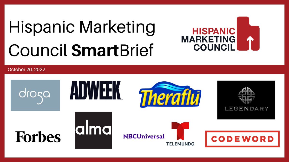hmchispanic's tweet photo. Today's #SmartBrief features news &amp; articles from @AlmaAgency in @Forbes, @Legendary in @Adweek, @droga5, @Theraflu, @codewordagency, @NBCUTelemundo &amp; much more! https://t.co/bTv2w8PXQT https://t.co/KNi4XLtdmn