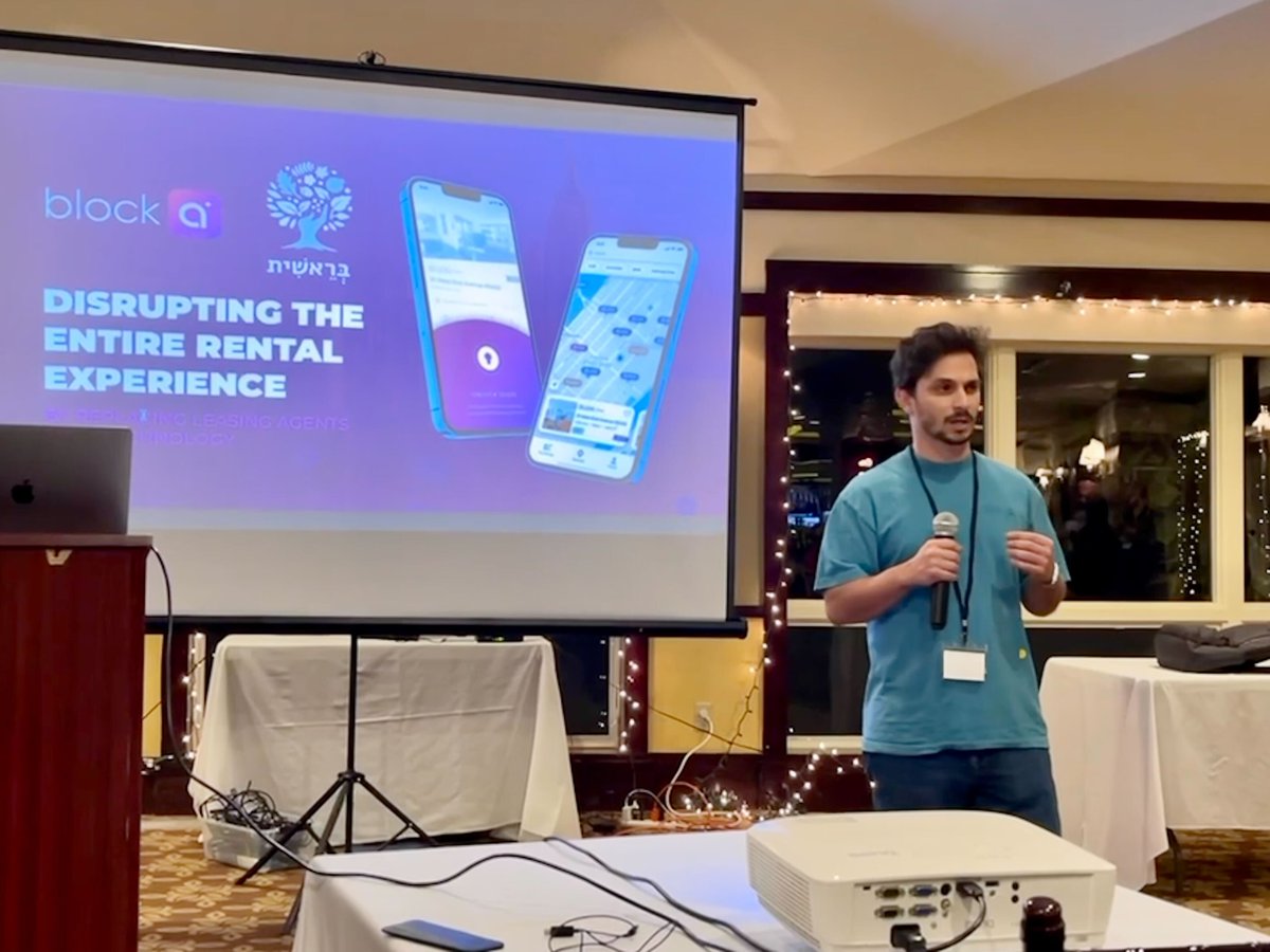 rentblock_a's tweet photo. Thanks, Bereisheet  for inviting our Co-Founder and CEO, Erez Cohen,  to speak about block.a and how we are disrupting the entire rental experience. 

#bereisheet #rentalexperience #proptech https://t.co/JtmjCSEz3C