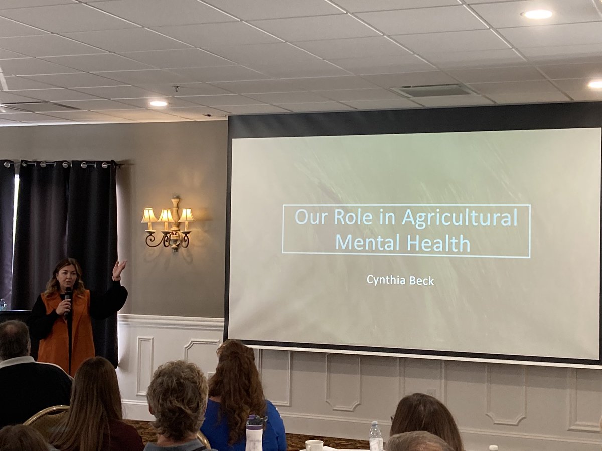 This morning as part of our conference we had the opportunity to listen to @BeckAgWellbeing discuss mental health in agriculture. Highly recommend having Cynthia out to speak with your organization. #mentalhealthmatters