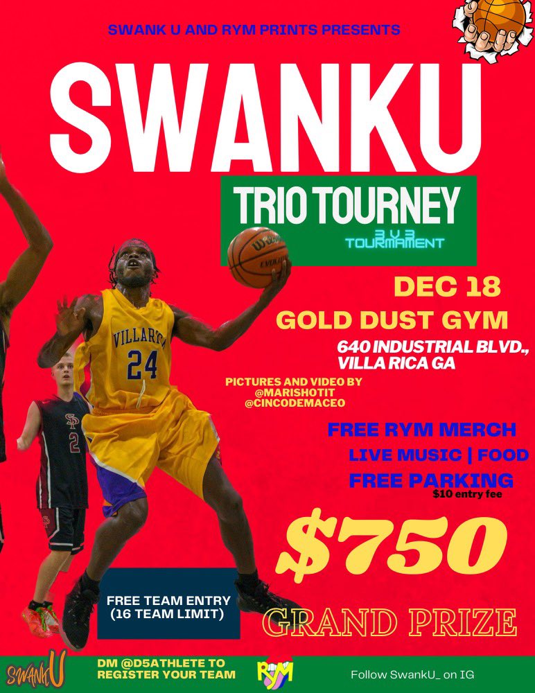 JuicedKB's tweet photo. Swank U Trio Tourney Dec. 17th Part 2.
Free Team Entry
Live Dj
BBQ
Free Merch
$750 Cash Prize‼️
DM me to signup ASAP 16 spots only https://t.co/vBIKra9ah8