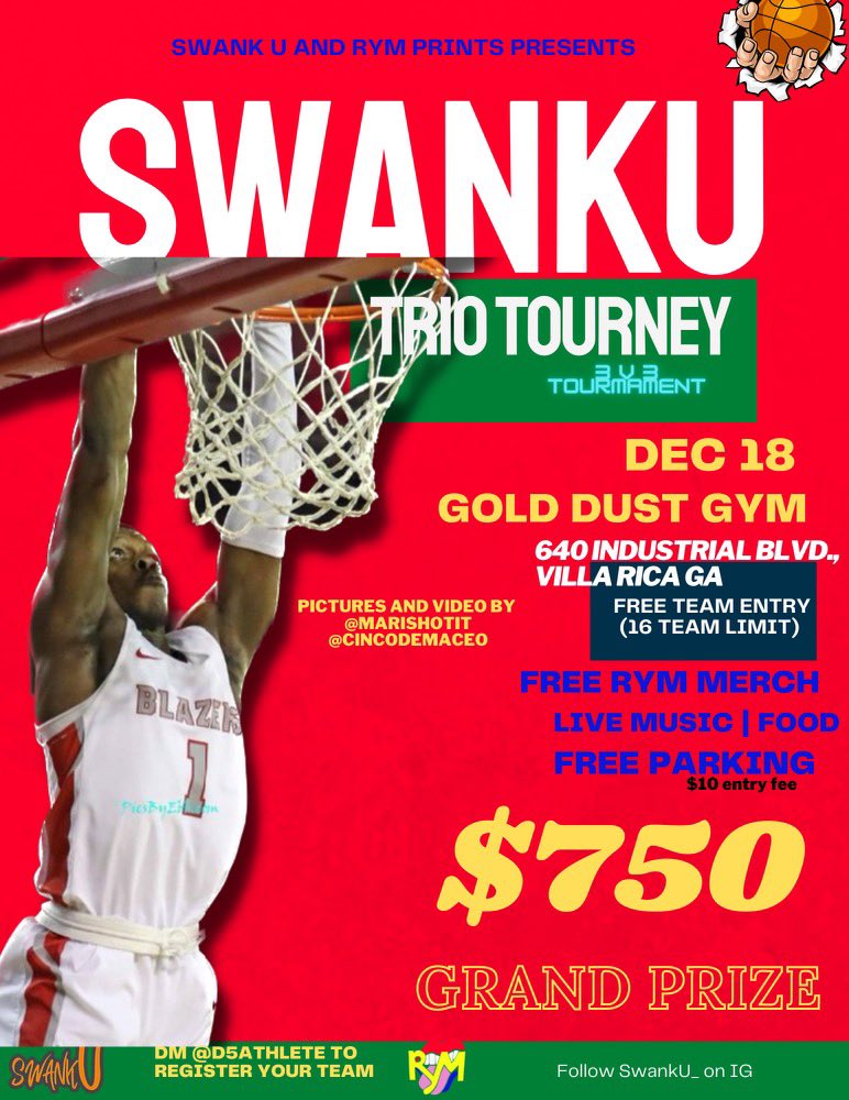 JuicedKB's tweet photo. Swank U Trio Tourney Dec. 17th Part 2.
Free Team Entry
Live Dj
BBQ
Free Merch
$750 Cash Prize‼️
DM me to signup ASAP 16 spots only https://t.co/vBIKra9ah8