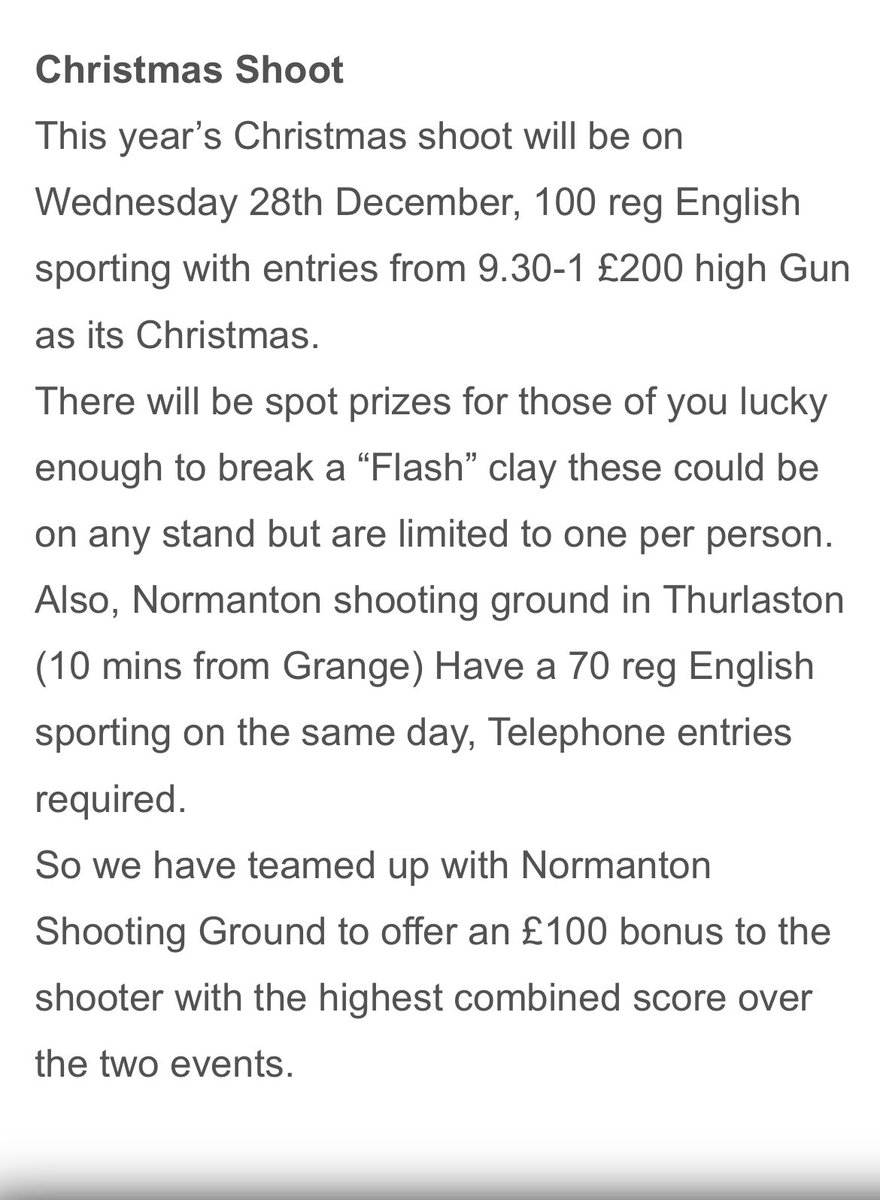 GFSportingClays's tweet photo. It’s nearly Christmas shoot time, so here’s a chance to win £400 over two shoots https://t.co/zNgfhFWHn7