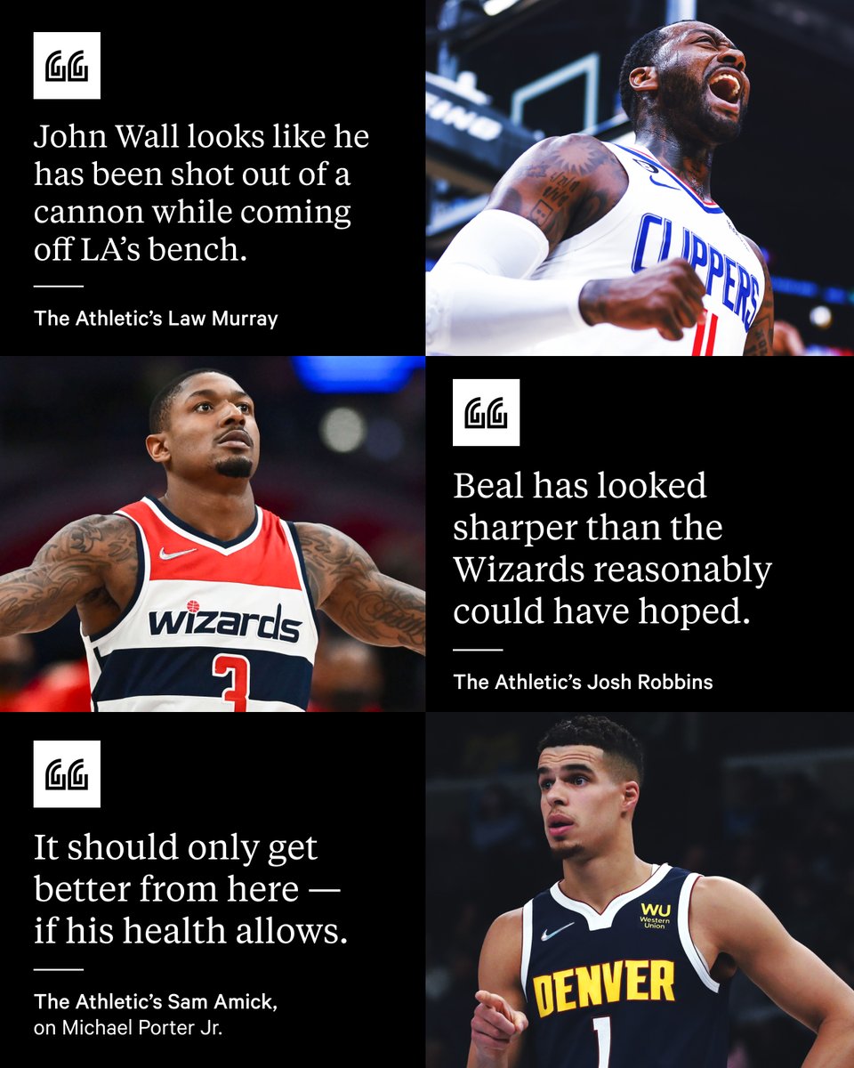 Several key players have returned from injury this season, including John Wall, Michael Porter Jr. and Bradley Beal. How have they looked? @LawMurrayTheNU, @sam_amick and @JoshuaBRobbins weigh in. theathletic.com/3729980/?sourc…