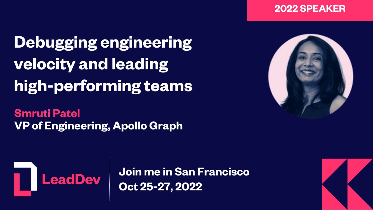 Change the velocity of your engineering team with a step-by-step guide from <a href="/smrutirp/">Smruti Patel</a> for our next talk at #LeadDevSanFrancisco 11:50 PDT on how to ask the right questions to improve a team’s motivation. Get your Digital Access Pass here bit.ly/3U0gkQQ