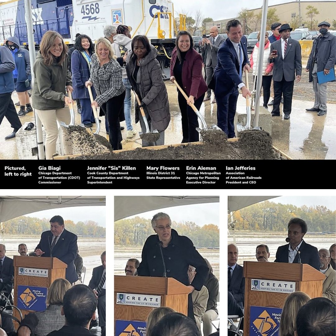 CMAP in the news: Executive Director Erin Aleman joined state and local officials Tuesday in breaking ground for a big rail project in the @CREATE_Chicago program. The groundbreaking kicks off the CREATE 75th Street Corridor Improvement Project. Read more: createprogram.org/create-program…