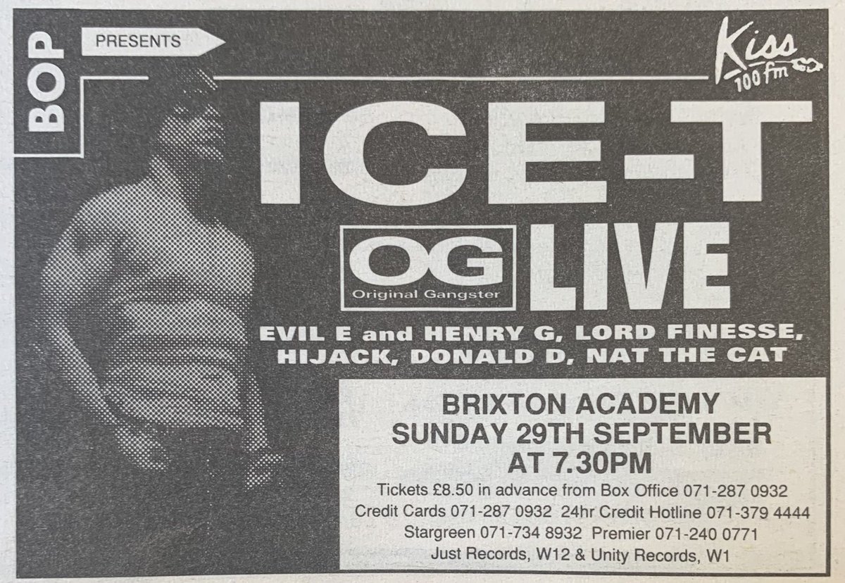 Ice-T! Academy! NME, 28 September 1991. #NME #MyLifeInTheUKMusicPress #1991