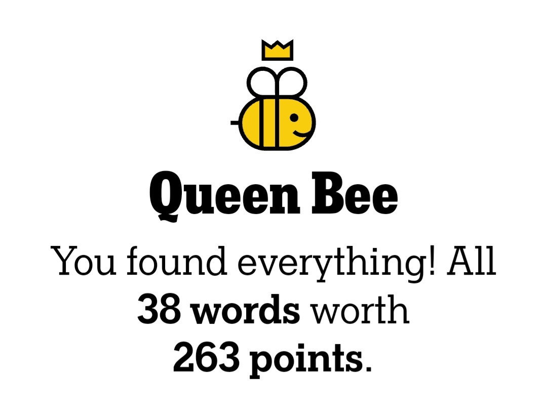 Wednesday's #NYTSpellingBee: Came together more quickly than I'd thought. Had to poke around a little for the last word. Tried CONDIGN about five times before giving up on it. #nytsb #hivemind #spellingbee
