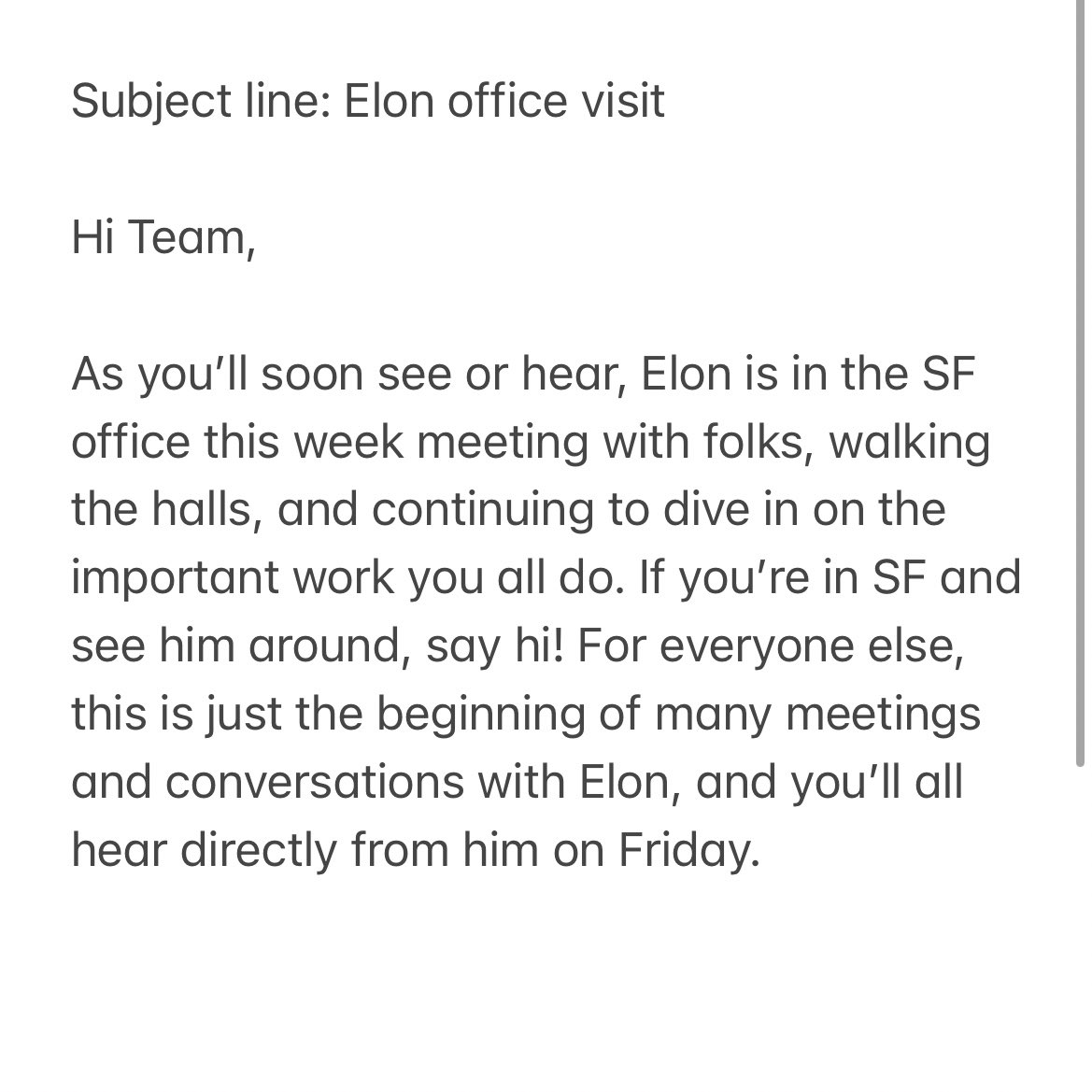 Donie O'Sullivan on X: Here's the text of the email Musk sent to