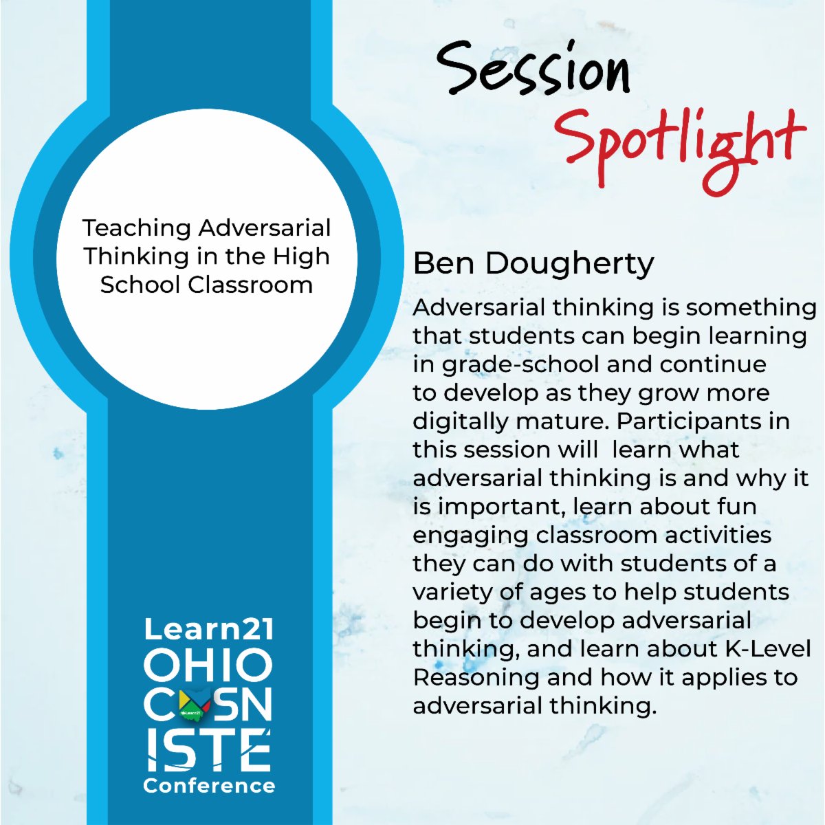 Session Spotlight! Don't miss the sessions at the Learn21 Ohio CoSN/ISTE Conference!
bit.ly/L21Conf
#OhioCoSN #L21Conf
