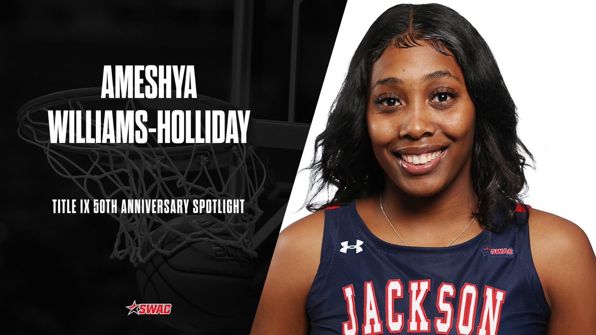 Title IX 50th Anniversary Spotlight: Ameshya Williams-Holliday   Williams-Holliday described her beginning at Jackson State as a member of the Women’s Basketball program in 2019 as a “new opportunity.'   Read more: bit.ly/3U0Qhc2      #TitleIX x #SWACWBB🏀