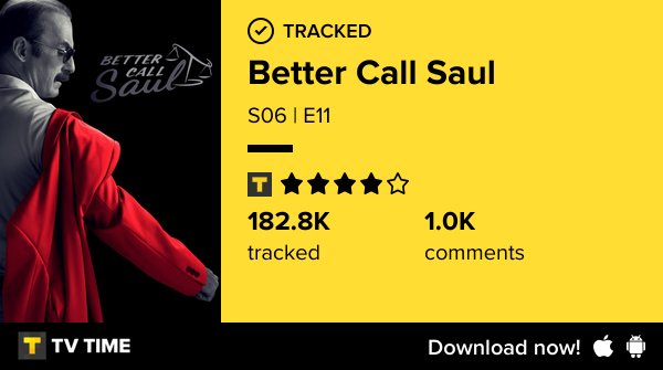 pooryche's tweet photo. I've just watched episode S06 | E11 of Better Call Saul! https://t.co/5MuZOeQ7Rb #tvtime https://t.co/ZK3nZCFls8