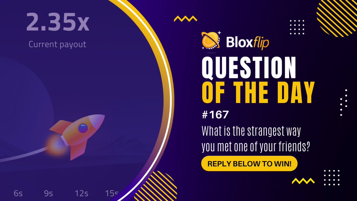 ❓ Question of the day ❓ #qotd

What is the strangest way you met one of your friends? 👬

Reply below for a chance to win our weekly 5,000 #robux #giveaway!
Follow us to win!
#bloxflip #roblox 👇