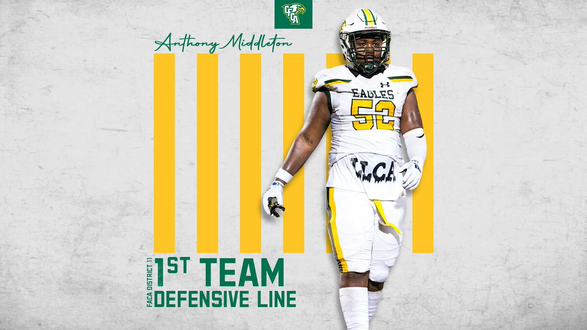 cfcaeaglepride's tweet photo. Congratulations to Anthony Middleton for being named to the FACA District 11, 1st Team! A standout Defensive Lineman for the Eagles, Anthony is one of the many reasons our program is SOARING in to the playoffs! Well done, Anthony! https://t.co/TvusfrbzQO