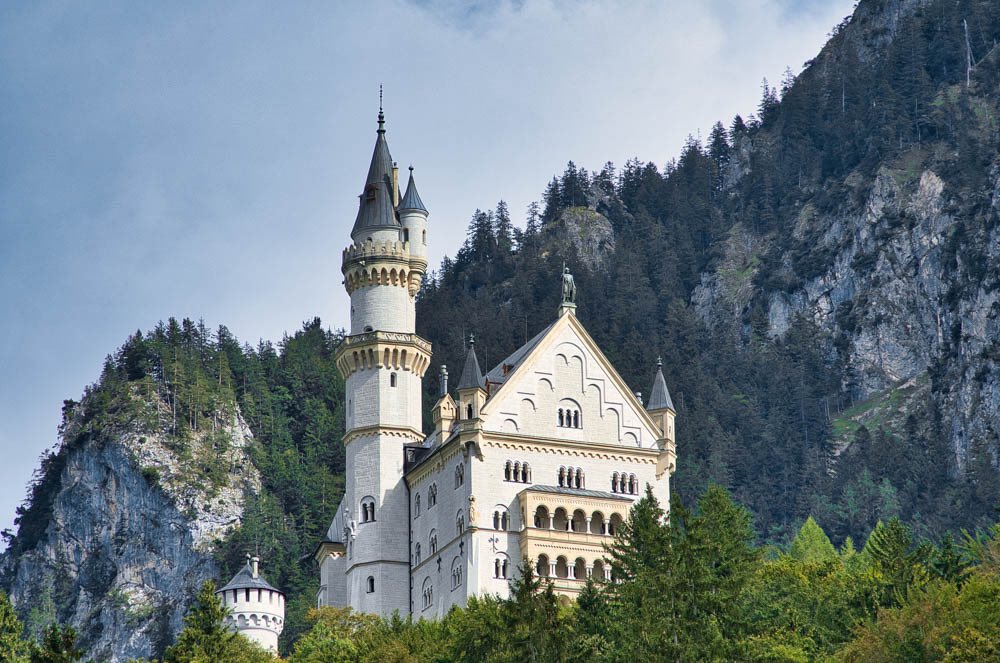 starlightxv's tweet photo. Our neighbors have this super cool mural painted on their garage and today I suddenly realized it was Neuschwanstein Castle https://t.co/EHO0ZczfyB