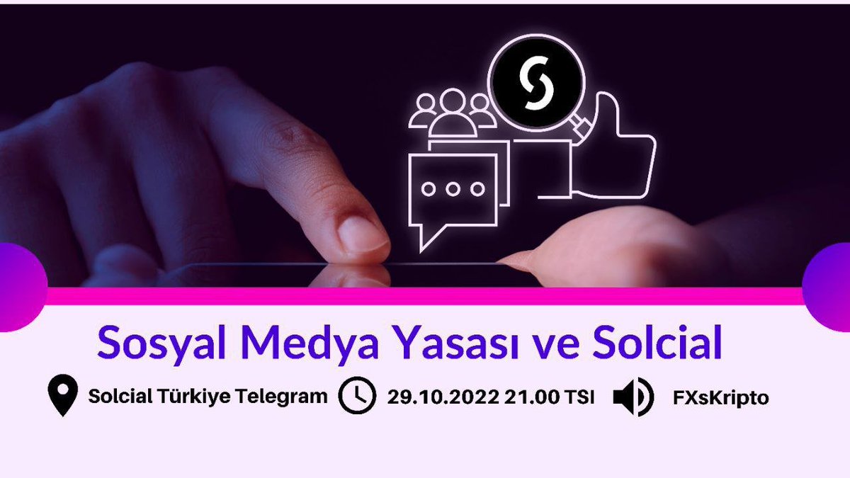 FXsKripto's tweet photo. Selam herkese, bu cumartesi akşam 21'de Sosyal Medya Yasası ve Solcial hakkında sesli sohbete katılacağım. Söyleşi tarzında olacaktır, herkesin fikirlerini belirtmesi serbest. 
Sesli sohbette herkesi bekleriz. 👋🏻
https://t.co/aU9VB1MUu1

@solcialofficial https://t.co/RvTSMlWK1y