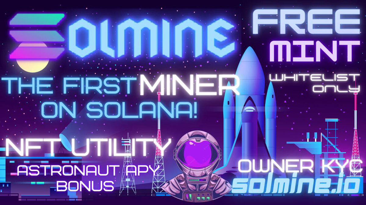 Not only are we the First Miner on Solana, but implementation of NFT for BONUS APY!💫

Sign up and get Whitelisted for your FREE Space Shuttle!🚀

☄️HURRY! ONLY 400 LEFT!☄️

Check the First Pinned📌 Post in TG!
t.me/solmineio