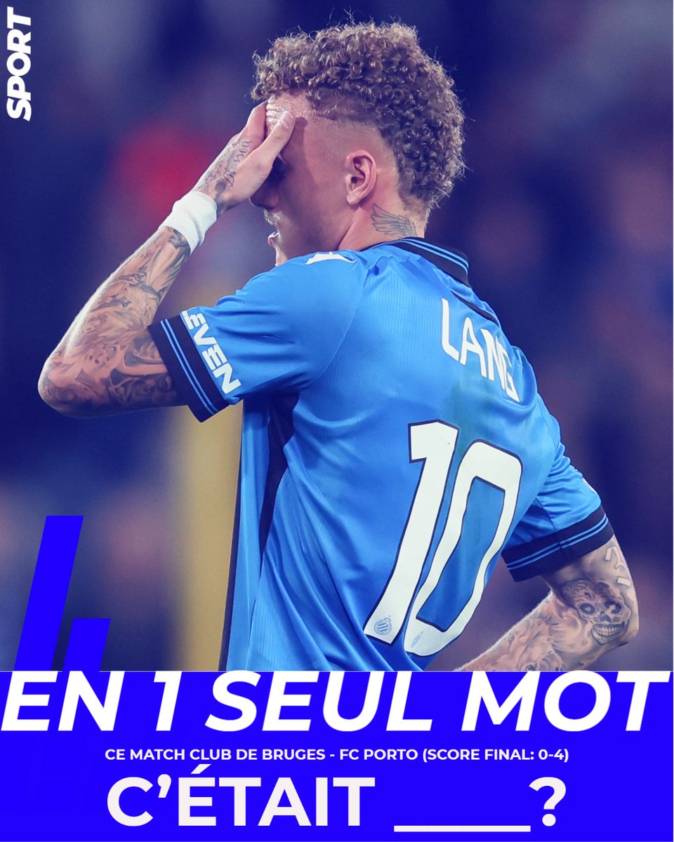 CFootRTBF's tweet photo. [EN 1️⃣ SEUL MOT] "Complètement FOOT" #CFootRTBF 

Ce match de @ChampionsLeague : @ClubBrugge - @FCPorto ➡️ Score FINAL: 0-4  

C'ÉTAIT _____❓ #UCL #CLUFCP https://t.co/I5Yu7oNTLl