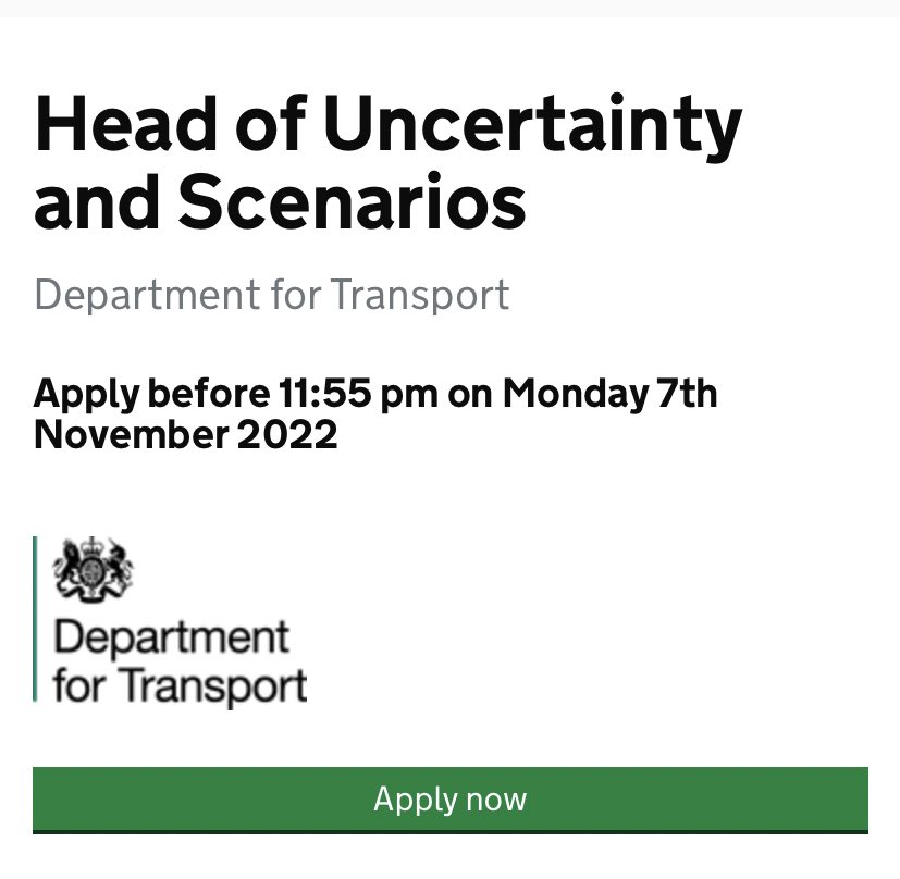 Fitting. The Department for Transport is hiring a “Head of Uncertainty”