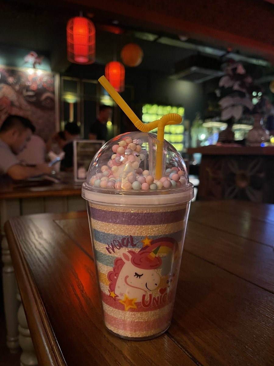 DolceCL_eth's tweet photo. Gin based cocktail served in this cute tumbler. Tipsy unicorn in the making! https://t.co/Lq8ZNVWDIE