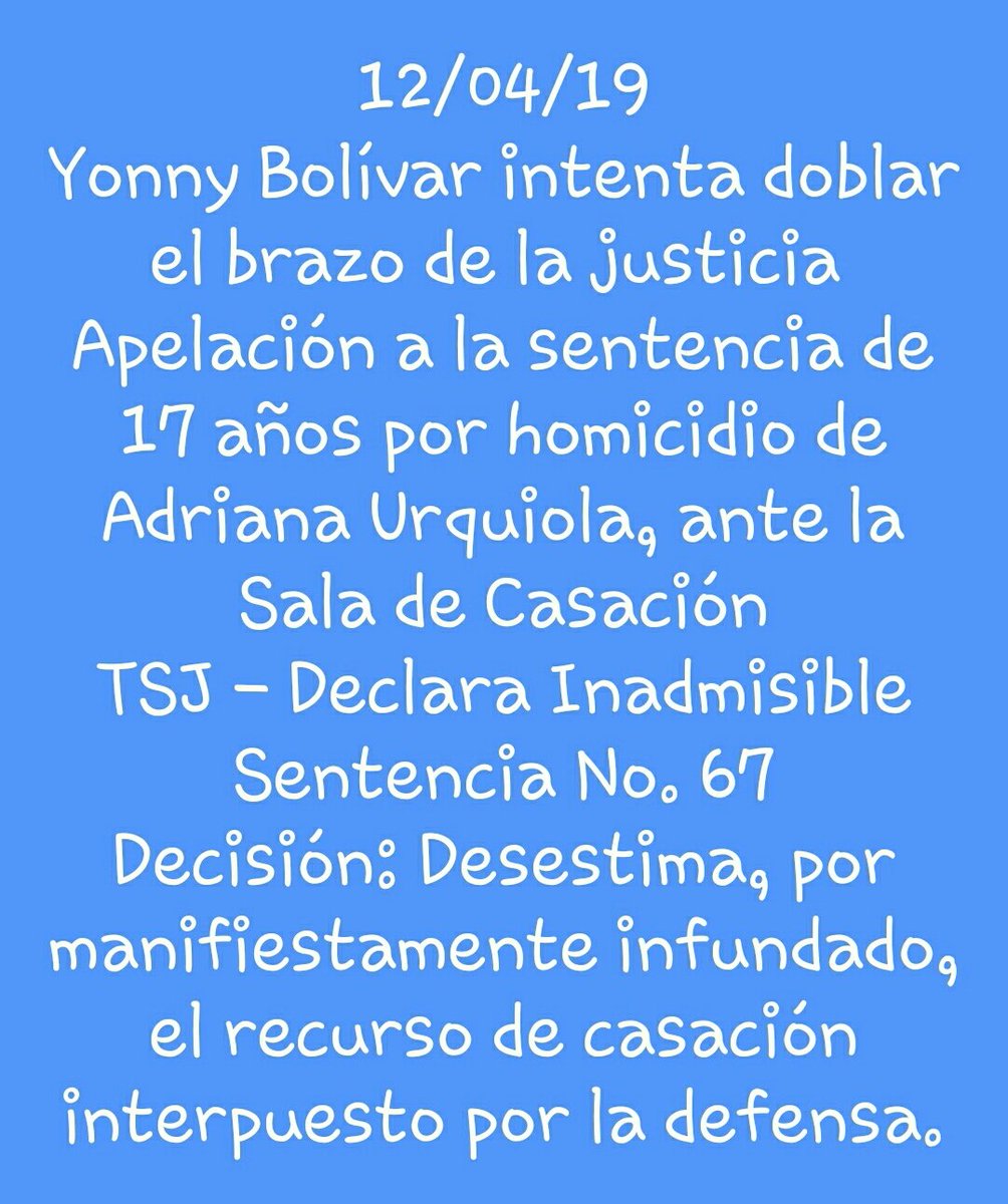manuelita1504's tweet photo. Condena 17a, 1m y 20d
Delitos: 
-HOMICIDIO CALIFICADO
c/alevosía por motivos innobles
-HOMICIDIO CALIFICADO
c/alevosía por motivos innobles en grado de frustración
-USO INDEBIDO Y POSESIÓN ILÍCITA de Arma de Fuego https://t.co/aBlquGuRo6
