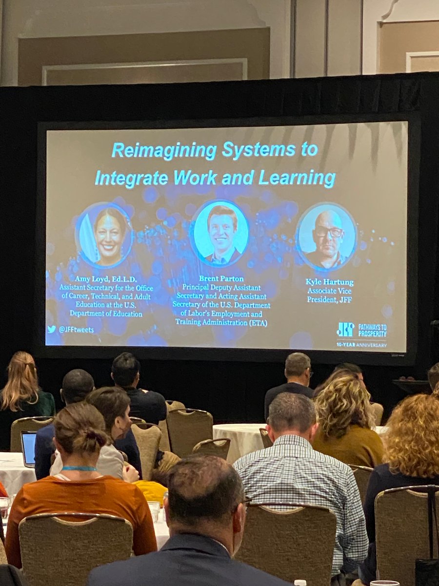 jfftweets's tweet photo. @KJHartung314 moderated a great conversation with @amyloyd1 and @btparton about how policymakers, educators, training providers, and employers can collaborate to build an equitable education-to-career system.
#PtoP10years #ReimagineWorkAndLearning https://t.co/kK7bjIcMy4