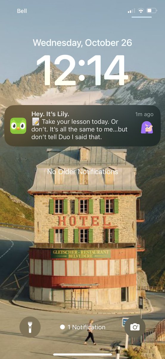 CrowhurstZach's tweet photo. this duolingo character development is off the chain. i’m gonna tell Duo bitch. https://t.co/WrjDCobKcZ