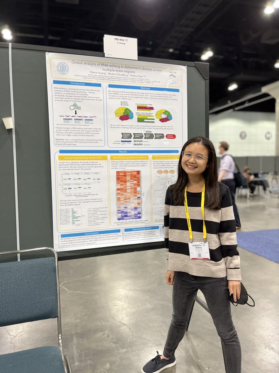 Elaine Huang (@elainee_huang) on Twitter photo Hi #ASHG2022, stop by my poster (PB1452) on RNA editing in Alzheimer’s disease :) ill be there at the poster session tmrw (3-4:45 pm) Hi #ASHG2022, stop by my poster (PB1452) on RNA editing in Alzheimer’s disease :) ill be there at the poster session tmrw (3-4:45 pm)