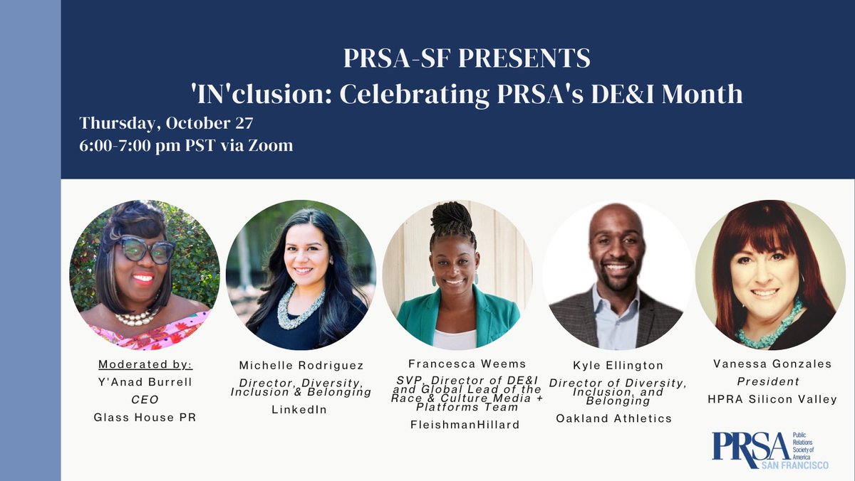 🚨HAPPENING TOMORROW🚨

Join us tomorrow, 10/27, from 6-7pm PT for our ‘IN’clusion Zoom panel to celebrate DE&amp;I month. 

Get your tickets 🎟 here 👉eventbrite.com/e/inclusion-ce…