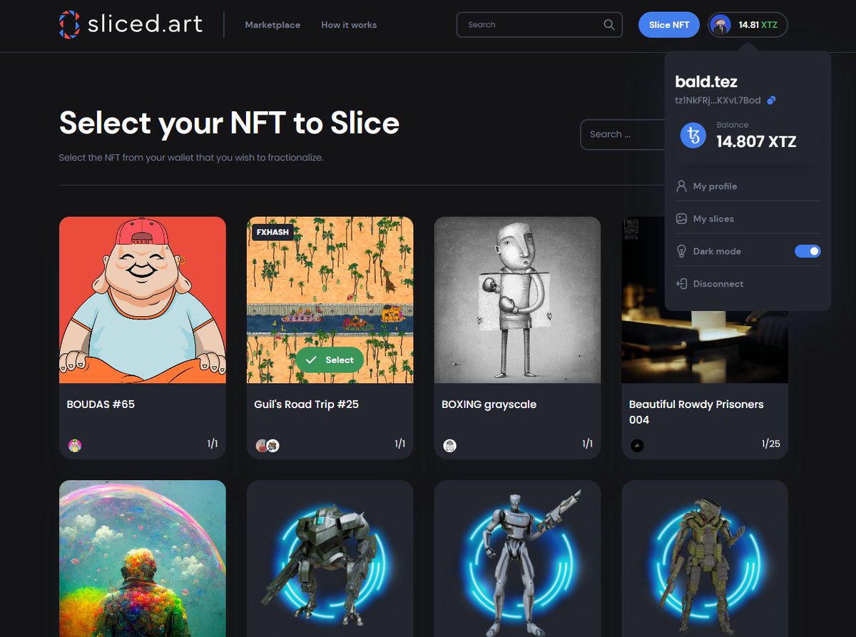 Sneaky peaky at the actual front end being finished up 👀😎

What #1of1 #NFTartist do you want to see slice a #NFT on Sliced.art?

#Tezos #NFTs #NFTartists