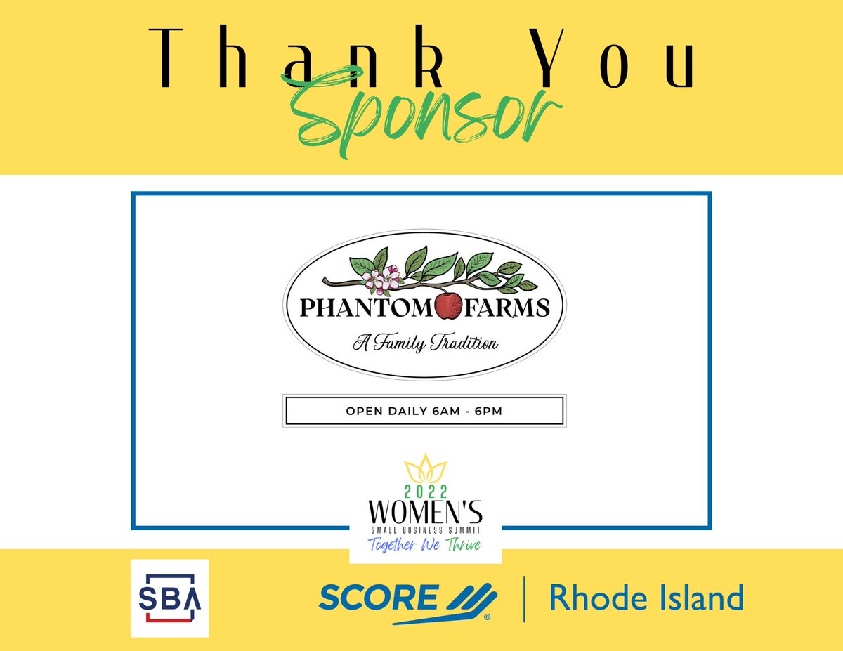 Thank you to Phantom Farms for sponsoring Score's 2022 Women’s Small Business Summit and providing beautiful floral arrangements for the stage! 
phantomfarms.com
 
Please join us at this year’s conference. Get your tickets here: wsbsri.org

#wsbsri