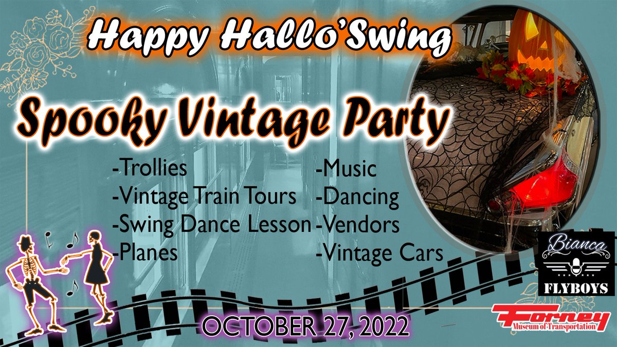 Spooky Vintage Party: Happy Hallo'Swing
THURSDAY, OCTOBER 27, 2022 AT 6 PM – 10 PM
Visit forneymsuem.org for tickets and more info!