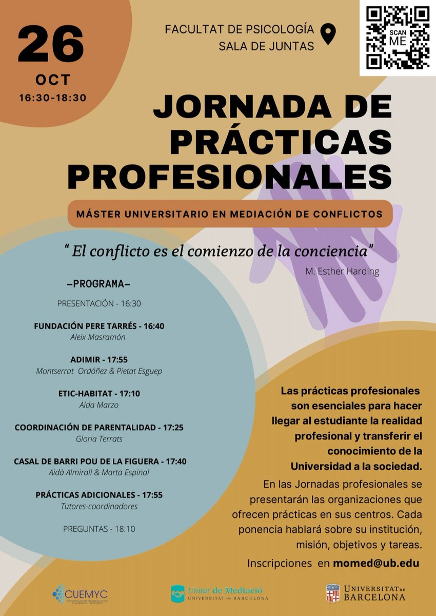 etichabitat's tweet photo. Avui hem participat a les Jornades de Pràctiques Professionals del #Màster de #Mediació de la @UniBarcelona, explicant la nostre experiència acollint estudiants en pràctiques en els Serveis de Mediació municipals que gestionem. https://t.co/bMonMHSnvO