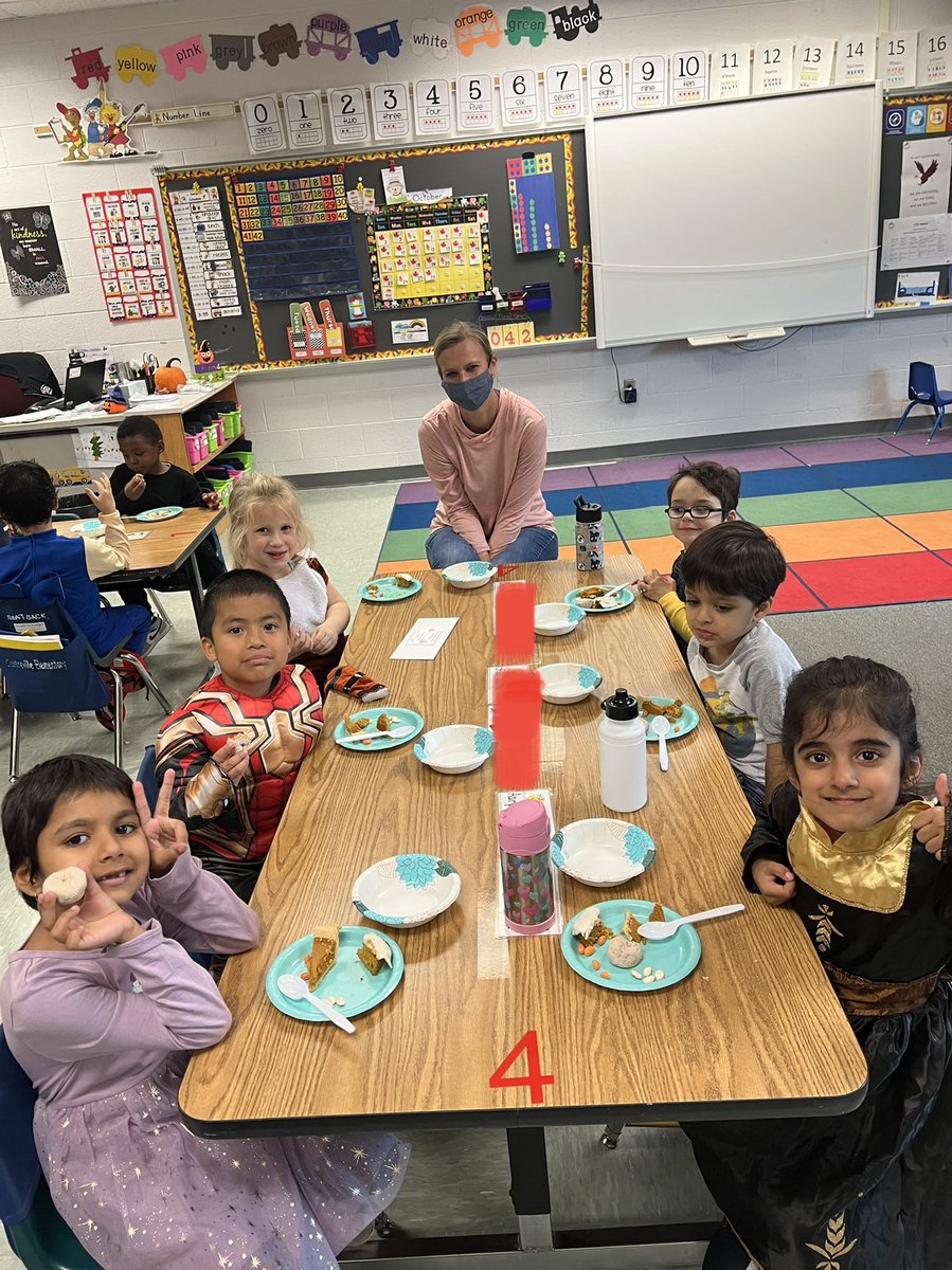 CESKinderKids's tweet photo. Book Character and Everything Pumpkin rolled up in 1 day. We tasted pumpkin pie, seeds, ice cream, jelly beans, muffins and donuts. Then our 6th grade buddies and parent volunteers helped us with Pumpkin Math rotations. @jtdouds @centrevillees1 #itsaCESthing #PumpkinDay https://t.co/WRRaw49JqR