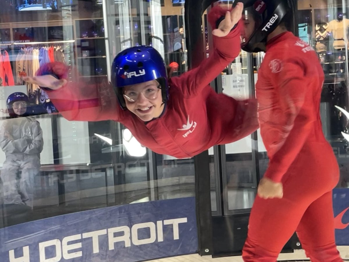 Sixth Grade <a href="/girlscouts/">Girl Scouts</a> <a href="/NCSD/">Novi Community School District</a> using their half day off for a STEM field trip to <a href="/iFLYDetroit/">iFLY Detroit</a>. Force, drag, gravity, sell cookies, repeat. #girlsinscience