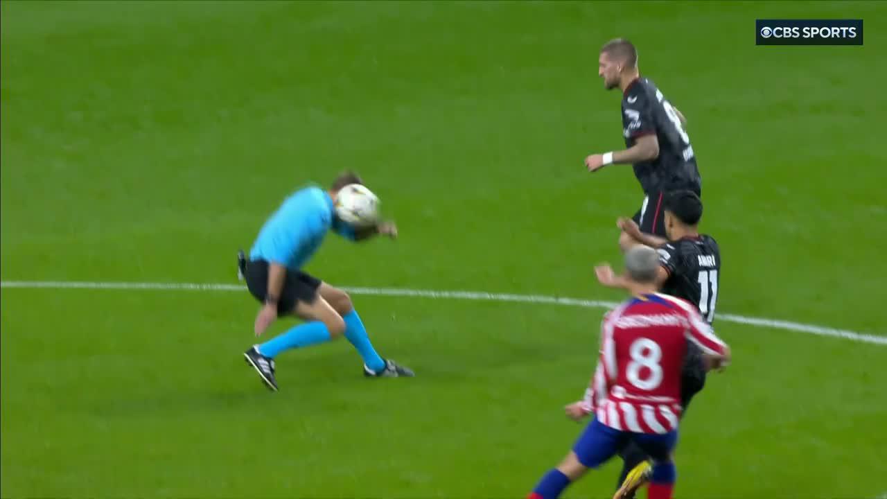 Referee down!

The ref tried to duck but Griezmann got his man. 🙈”
