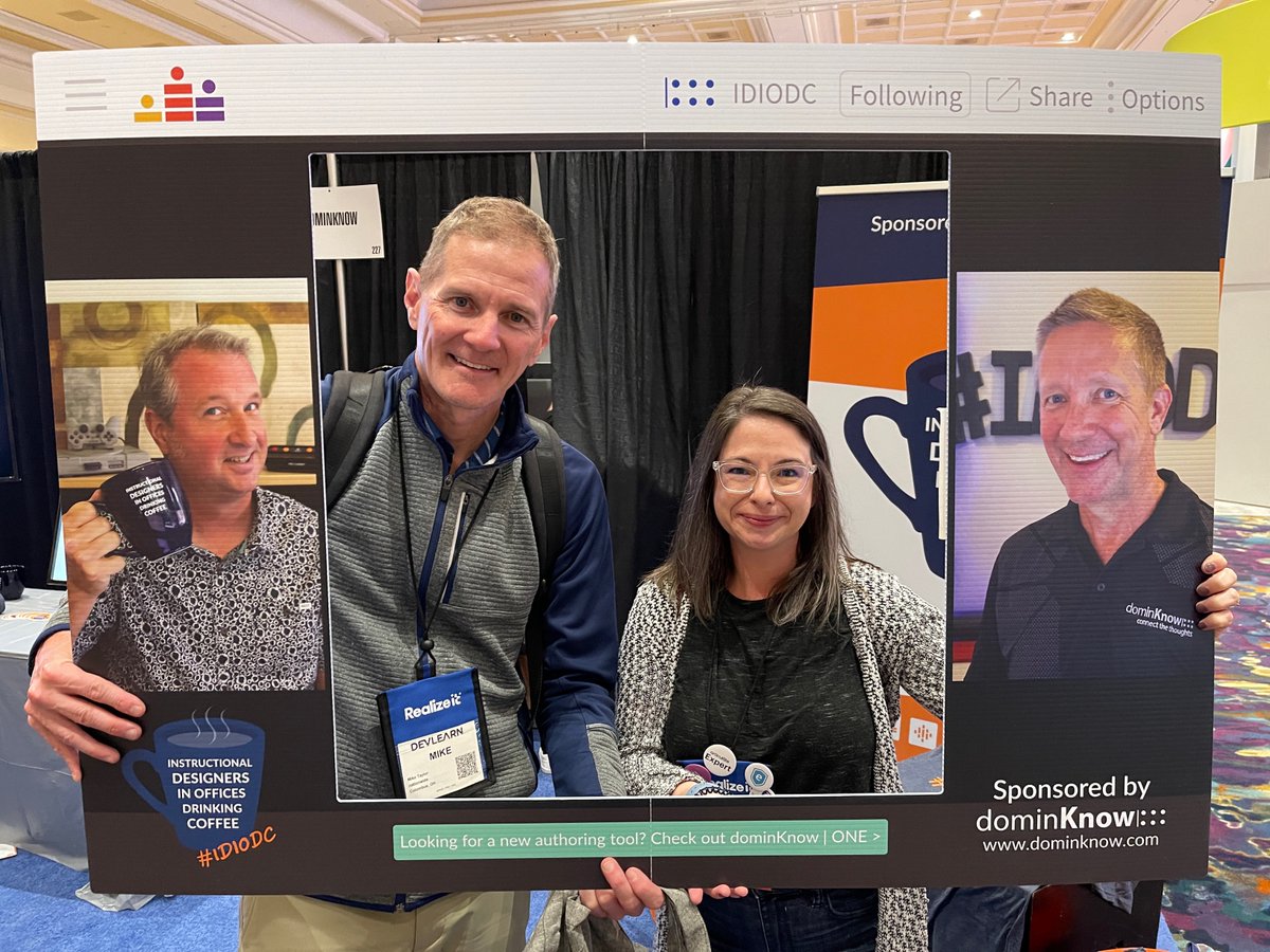 bschlenker's tweet photo. Just like being on the show again, right Mike? You never know who's going to drop by the booth! Visit booth #227 at @devlearn and chat with @bschlenker about all things Instructional Design and maybe a bit about coffee too.
#DevLearn #DevLearn22 #IDIODC https://t.co/20BwiuqDja…
