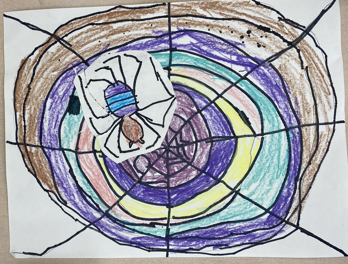 Kindergarten artists are feeling so proud of their spiders &amp; webs! 🕸 <a href="/JeffersonLabs/">Jefferson Labradors</a>