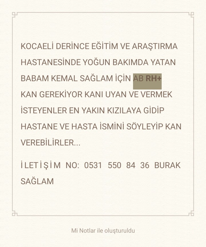 Sevgili takipçilerim bu benim aile dostum lütfen yakın olanlar ve KAN VERMEK İSTEYENLER arkadaşlar bu telefondan ulaşabilirlermi? Bütün arkadaşlarımdan, dostlarımdan ve abilerimden ricamdır. Lütfen RT yapabilir misiniz? TEŞEKKÜR EDERİM 🙏