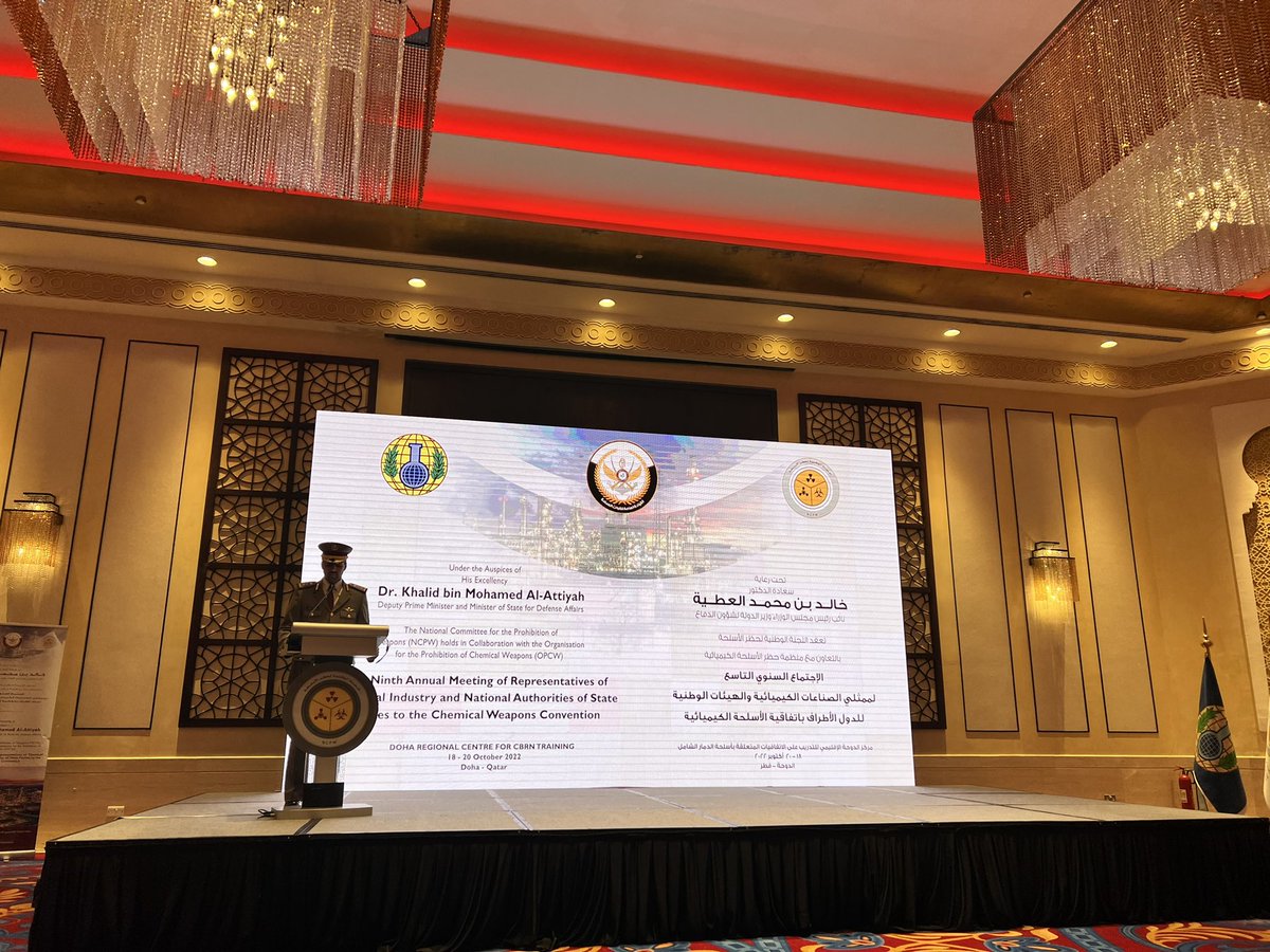 SharonRRivera's tweet photo. Thank you to the Qatar Government for hosting the 9th annual meeting of chemical industry and National Authority representatives to the #CWC on 18-20 October 2022! Discussions focused on issues affecting #SMEs…@OPCW #Qatar https://t.co/WZMenYSzHn