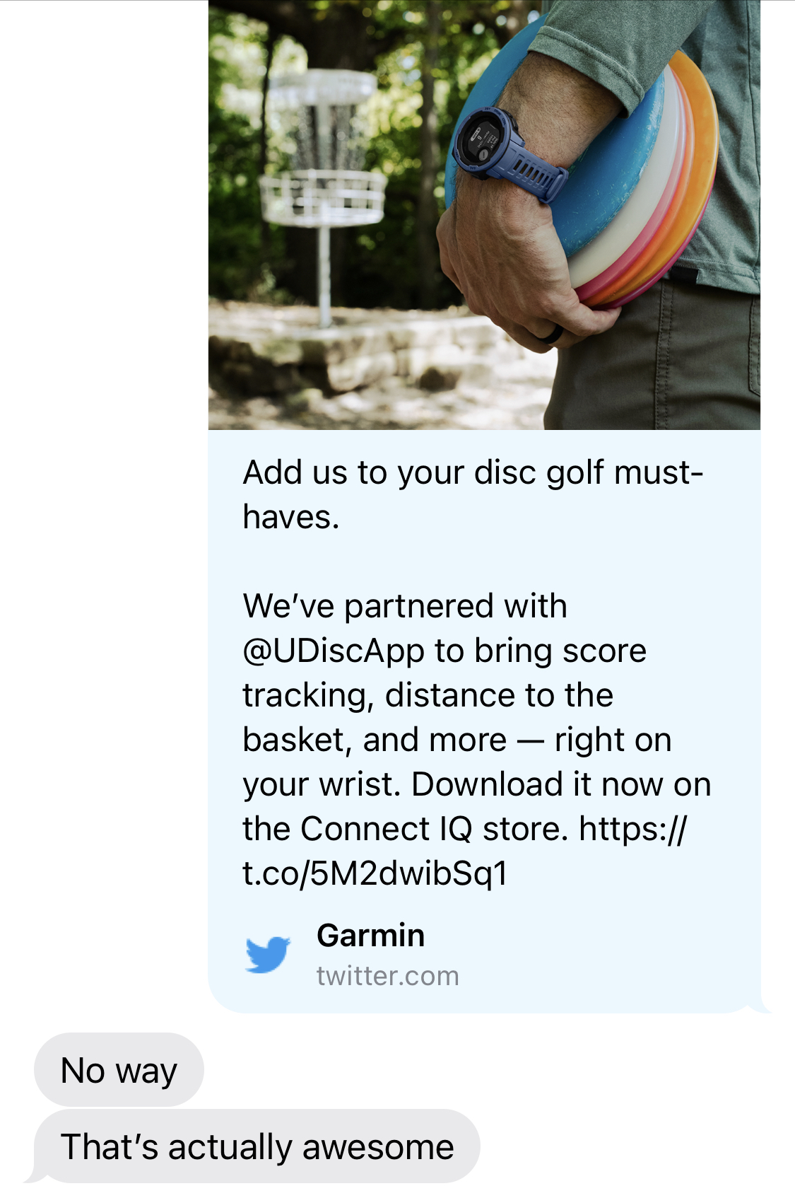Banyan Tage af tit Garmin on Twitter: "Add us to your disc golf must-haves. We've partnered  with @UDiscApp to bring score tracking, distance to the basket, and more —  right on your wrist. Download it now